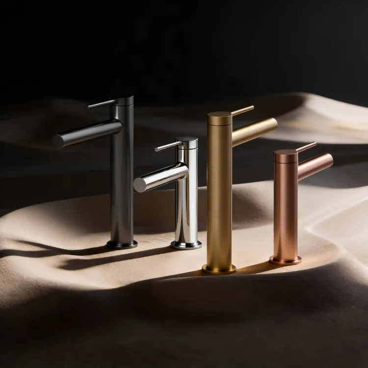Baterie umywalkowe COLIBRI FDESIGN w wykończeniach gun metal, chrom, szczotkowane złoto i szczotkowana miedź